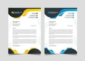 Minimal Corporate Business Modern Letterhead Design Template Creative Abstract Letter Head Pad Concept with Yellow Blue and Black Color. vector