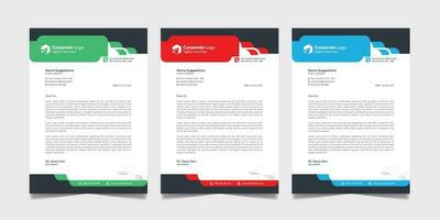 Minimal Corporate Business Modern Letterhead Design Template Creative Abstract Letter Head Pad Concept with Blue, Green and Red color. vector