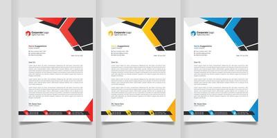 Corporate Business Modern Letterhead Design Template Creative Abstract Official Pad with Orange, Blue and Red Color. vector