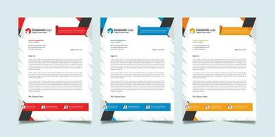 Minimal Corporate Business Modern Letterhead Design Template Creative Abstract Official Pad with Orange, Blue and Red Color. vector