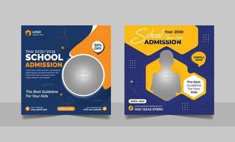 Back to school admission social media post set, Higher education Study abroad promotion square web banner template. vector