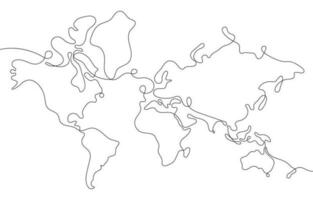 World Map Outline in One Stroke Art vector