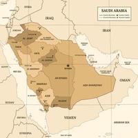 saudi arabia país mapa con rodeando frontera vector