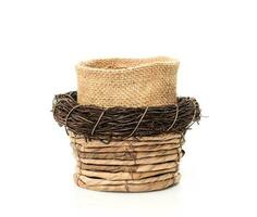 Handmade emtry basket on white photo
