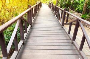 Old charming wooden bridge in park photo