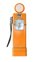 Vintage orange fuel pump on white photo