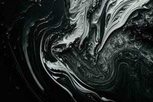 Black Marble ink texture acrylic painted waves texture background photo