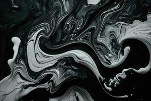 Black Marble ink texture acrylic painted waves texture background photo