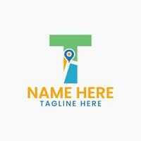 Letter T Location Logo Concept With Gps Symbol, Pin Icon Template vector