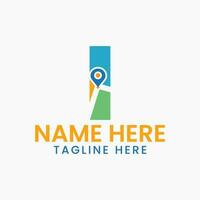 Letter I Location Logo Concept With Gps Symbol, Pin Icon Template vector