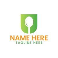 Letter U Restaurant Logo Concept With Spoon Icon. Cafe Sign Vector Template