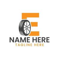 Letter E Tire Logo For Car Repair  Automotive Motor Logo Design Vector Template