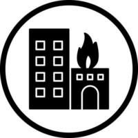 icono de vector de edificio en llamas único