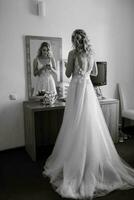 morning of the bride with the creation of the image photo