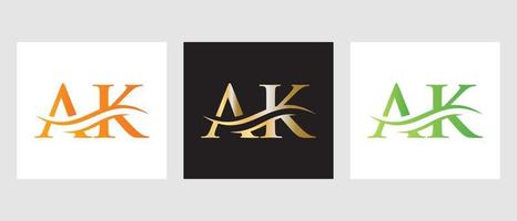 Initial Monogram Letter AK Logo Design. AK Logotype Template vector