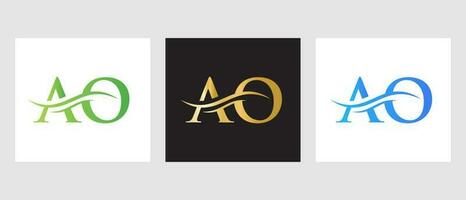 Initial Monogram Letter AO Logo Design. AO Logotype Template vector