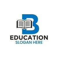 Letter B Education Logo Concept With Open Book Icon Template vector