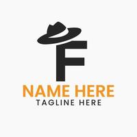 letra F caballeros sombrero logo diseño concepto con vaquero sombrero icono modelo vector