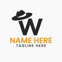 Letter W Gentlemen Hat Logo Design  Concept With Cowboy Hat Icon Template vector