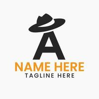 Letter A Gentlemen Hat Logo Design  Concept With Cowboy Hat Icon Template vector