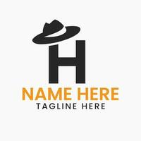 Letter H Gentlemen Hat Logo Design  Concept With Cowboy Hat Icon Template vector