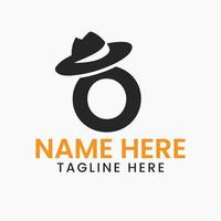 Letter O Gentlemen Hat Logo Design  Concept With Cowboy Hat Icon Template vector