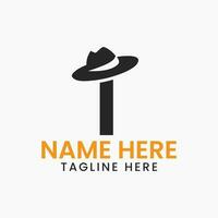 Letter I Gentlemen Hat Logo Design  Concept With Cowboy Hat Icon Template vector