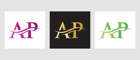 Initial Monogram Letter AP Logo Design. AP Logotype Template vector