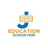 Letter J Education Logo Concept With Open Book Icon Template vector