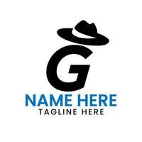 Letter G Gentlemen Hat Logo Design  Concept With Cowboy Hat Icon Template vector