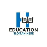 Letter H Education Logo Concept With Open Book Icon Template vector