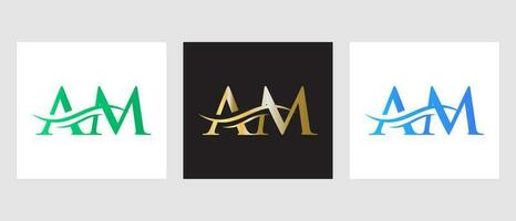 Initial Monogram Letter AM Logo Design. AM Logotype Template vector