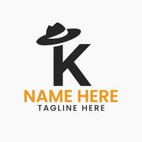 Letter K Gentlemen Hat Logo Design  Concept With Cowboy Hat Icon Template vector