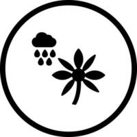flor con icono de vector de lluvia