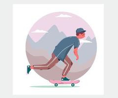 Man Riding Skateboard Illustration vector