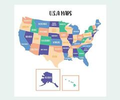 Estados Unidos mapa diseño con pastel color ilustración vector