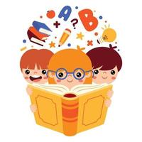 Illustration Of Kids Reading Book vector