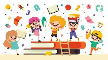 Illustration Of Kids Reading Book vector