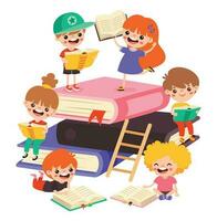 Illustration Of Kids Reading Book vector