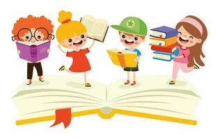 Illustration Of Kids Reading Book vector