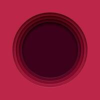 3D gradient background. Red paper cut out circle pattern in layers. Color viva magenta. Design element for card, cover, banner, poster, backdrop, wall. Vector illustration.