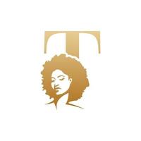 inicial afro cara logo vector diseño plantillas aislado en blanco antecedentes