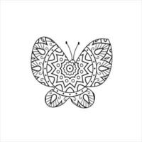 vector linda mariposa mandala colorante página