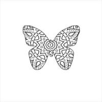 vector linda mariposa mandala colorante página
