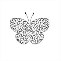 vector linda mariposa mandala colorante página