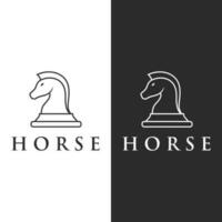 ajedrez estrategia juego logo modelo con caballo, rey, empeñar y torre. logos para torneos, ajedrez equipos y juegos. vector
