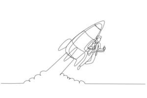 businessman using rocket going to the moon. Concept of project start up vector