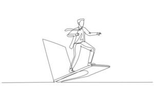 businessman riding laptop. Concept of technology used in business vector