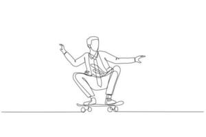 businessman riding skateboard. Concept of business of usual vector