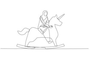 muslim woman riding unicorn horse. Concept of startup up business and creative idea vector